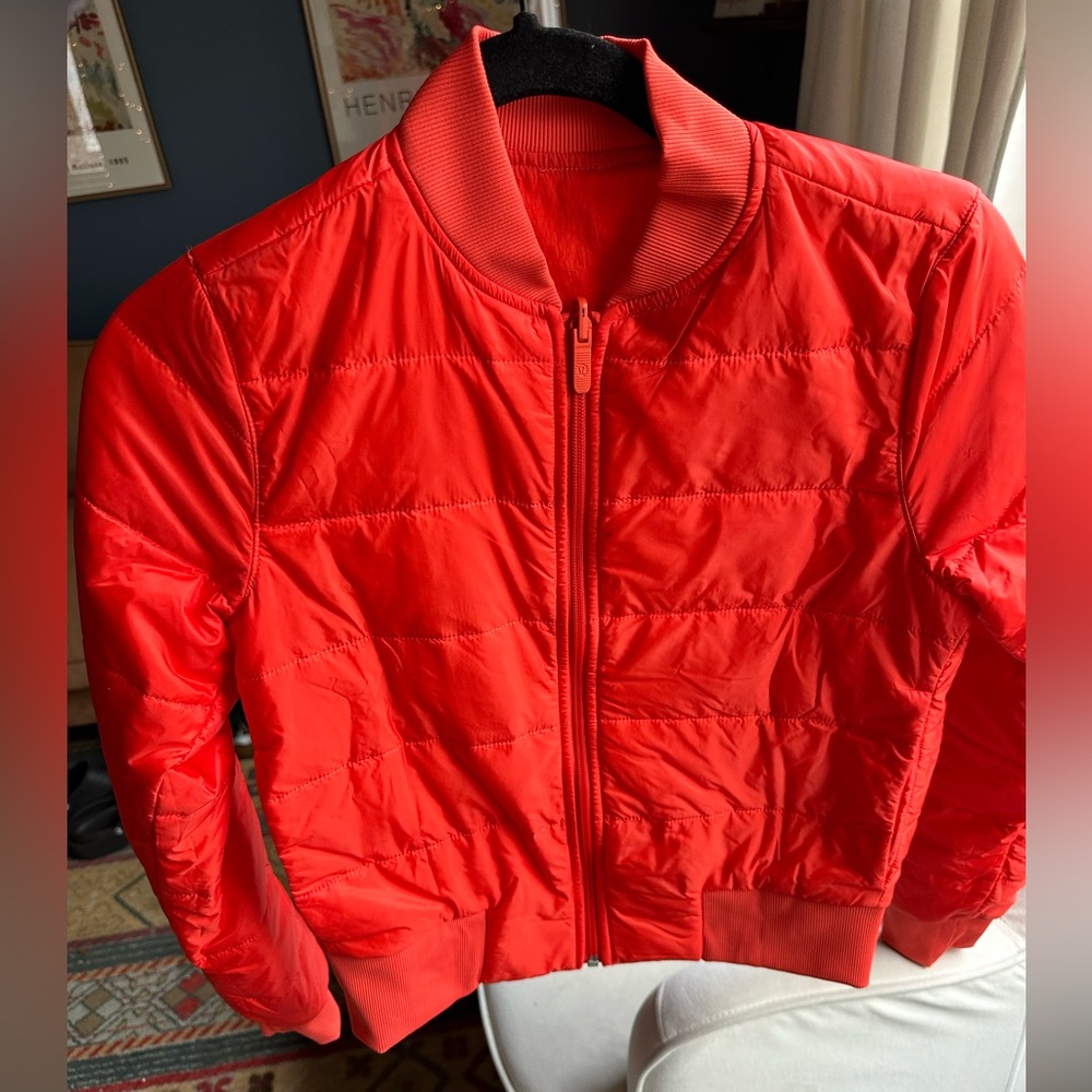 Lululemon reversible bomber jacket. Orange. Size 2.